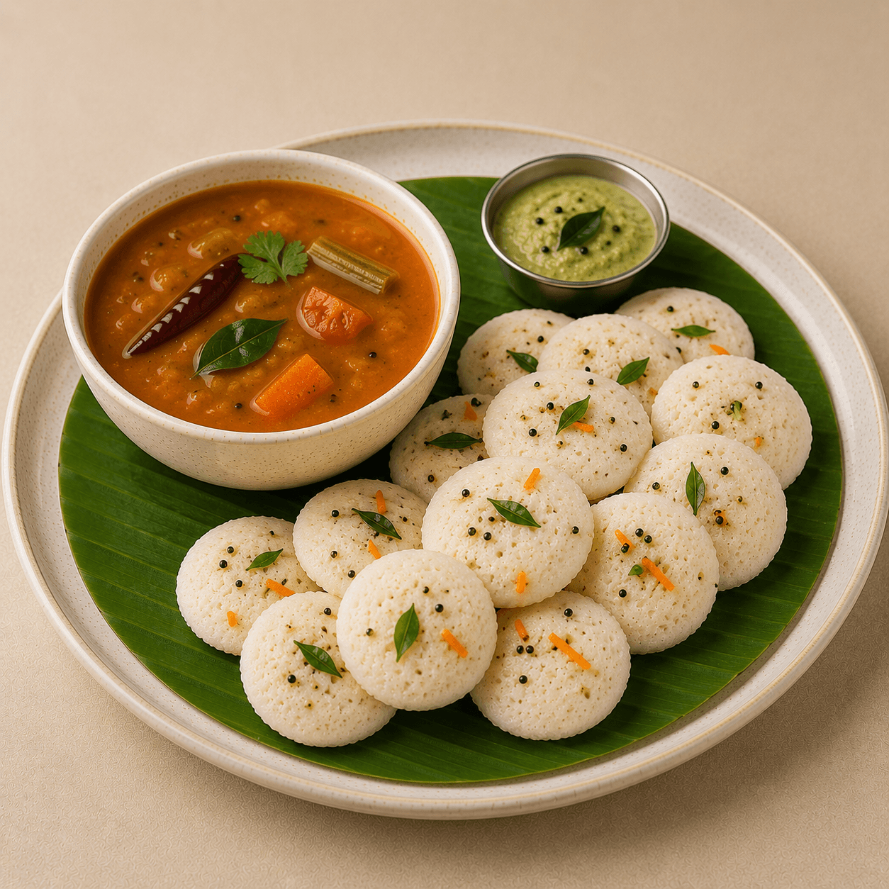 Coin Idli Sambar